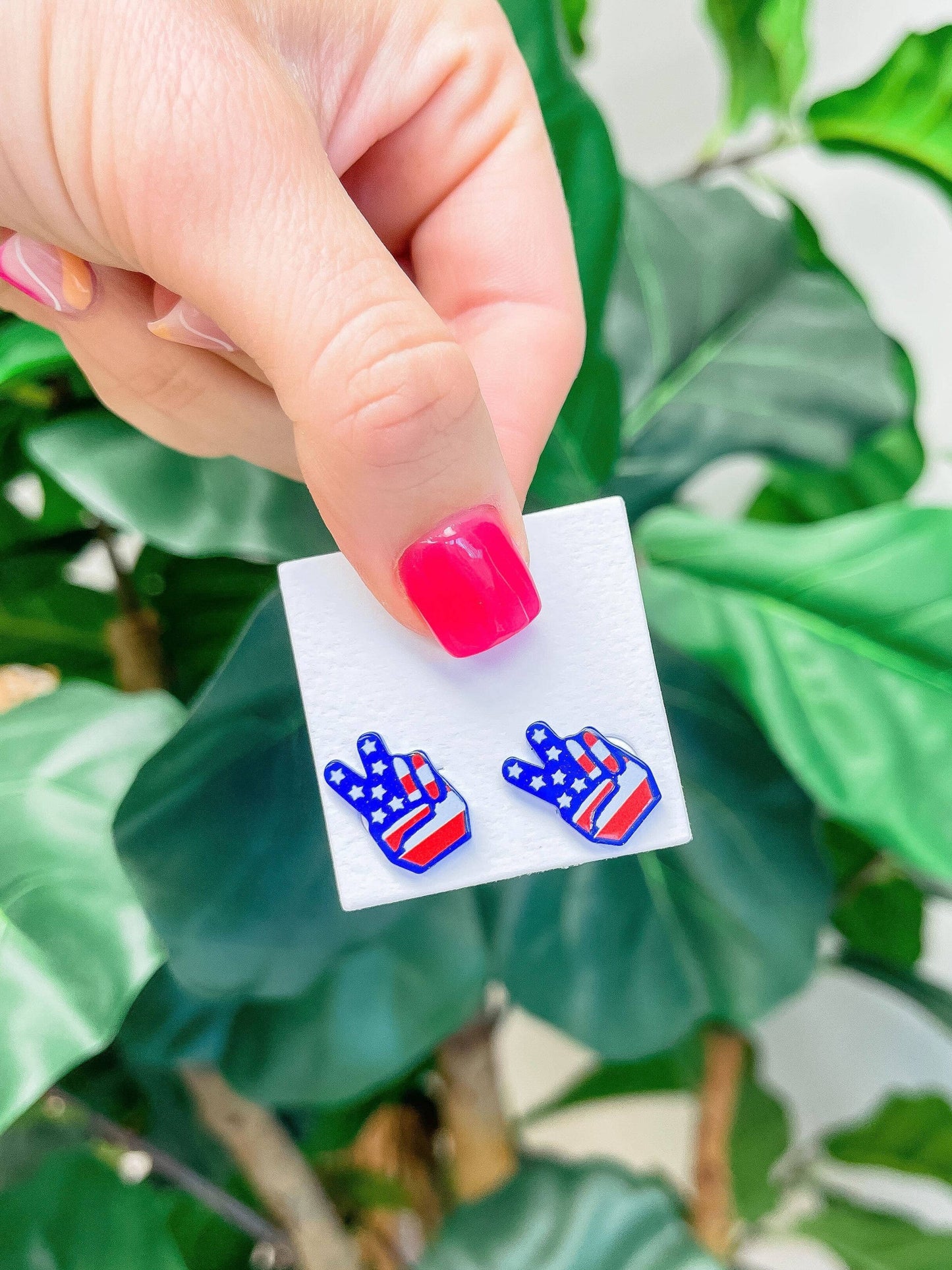 Patriotic Peace Sign Acrylic Stud Earrings