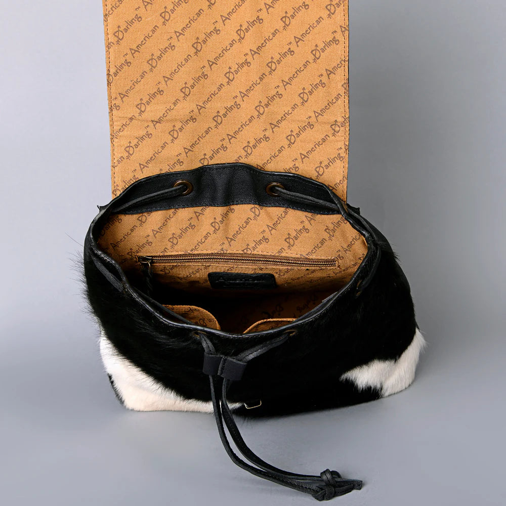 American Darling - Cowhide Leather Backpack W/ Tooled Leather Flap
