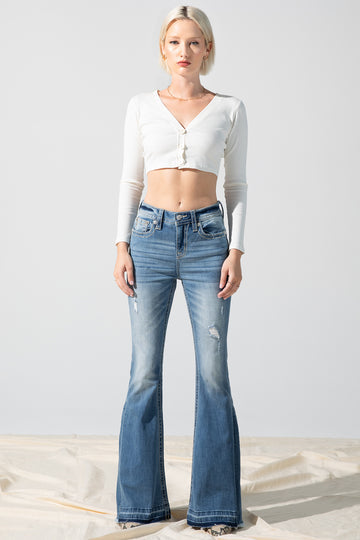 Miss Me - Not So Fray High Rise Flare Jeans