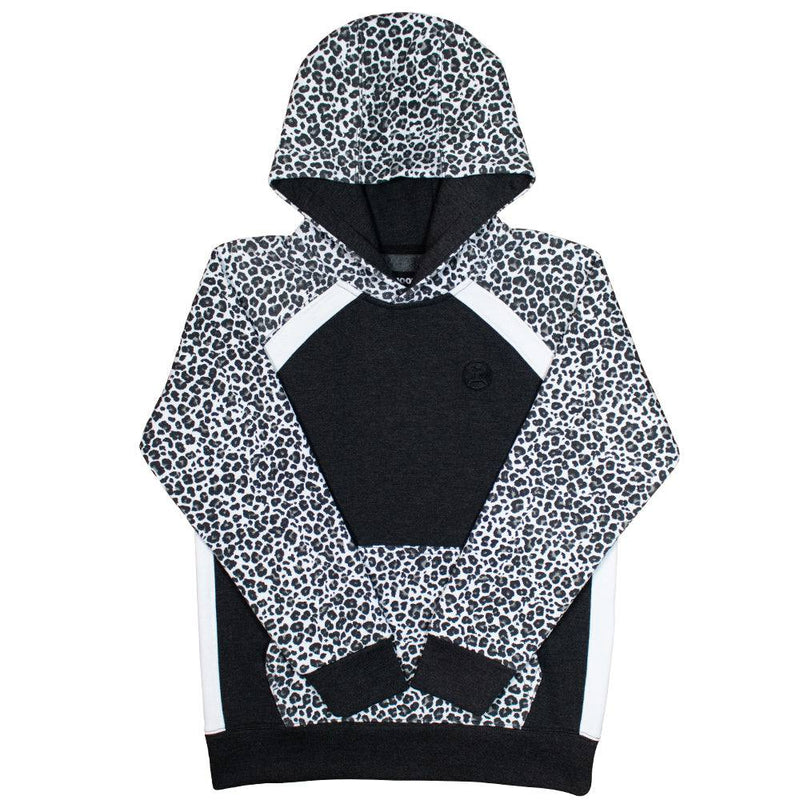 "Savannah" Youth Black w/ White Cheetah Print Hoodie