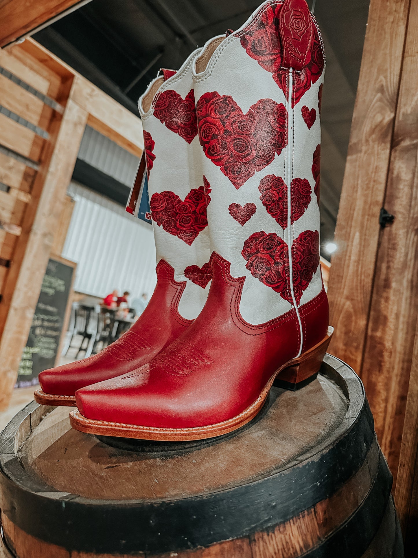 13" Stepping' Out Boots in Cherry Red/White