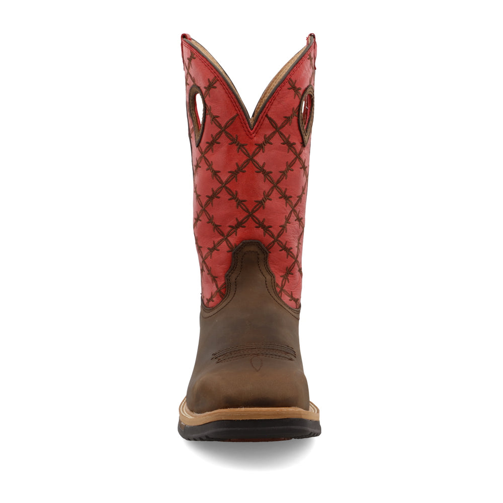 Men's 12" Lite Cowboy Work WS Alloy Toe - Brown/Flash Red