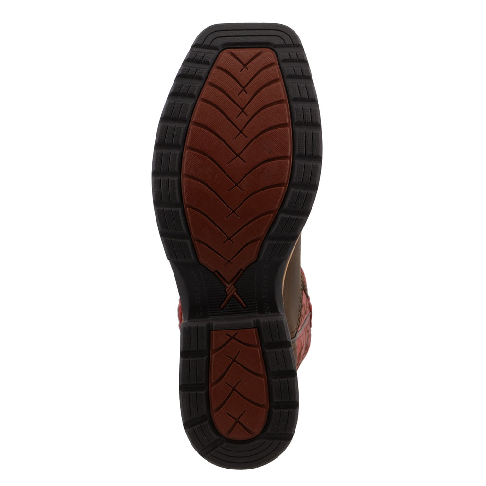 Men's 12" Lite Cowboy Work WS Alloy Toe - Brown/Flash Red