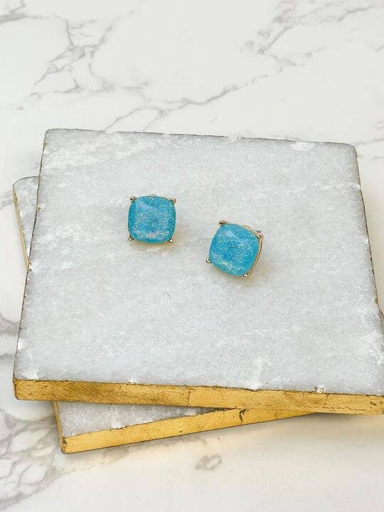 Glittery Glass Crystal Stud Earrings