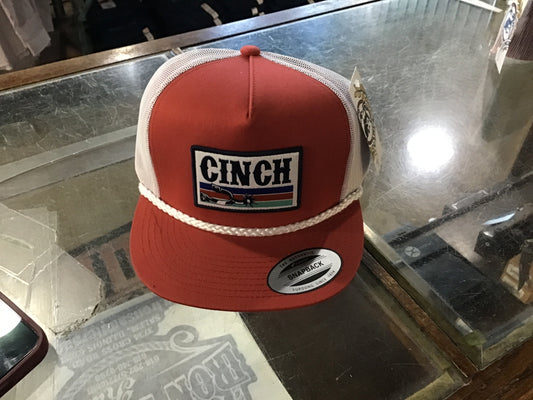 Cinch Striped Red Trucker