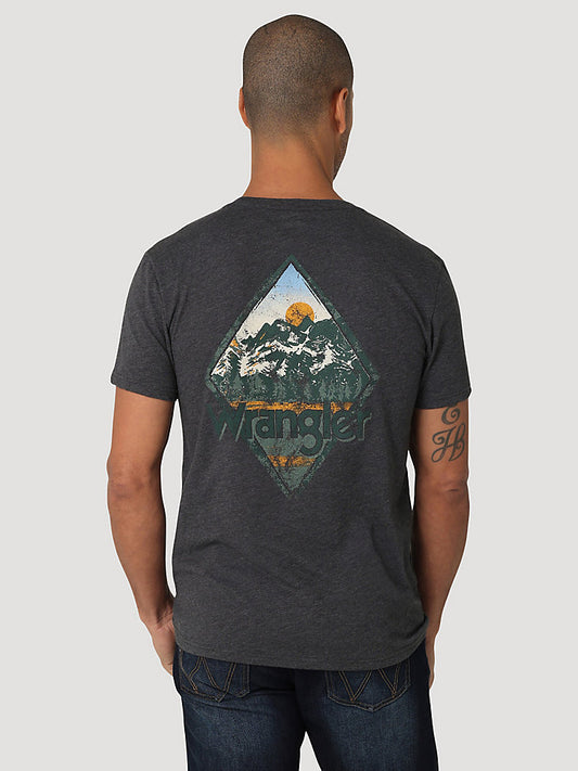 Men’s Diamond Mountain Back Graphic T-Shirt in Charcoal Heather