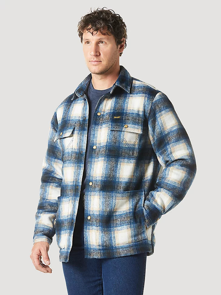 Men’s Wrangler Quilt Lined Flannel Shirt Jacket in Tannin