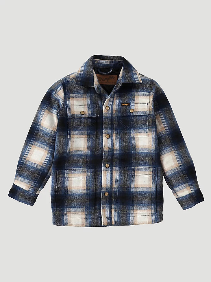 Boy’s Wrangler Quilt Lined Flannel Shirt Jacket in Tannin