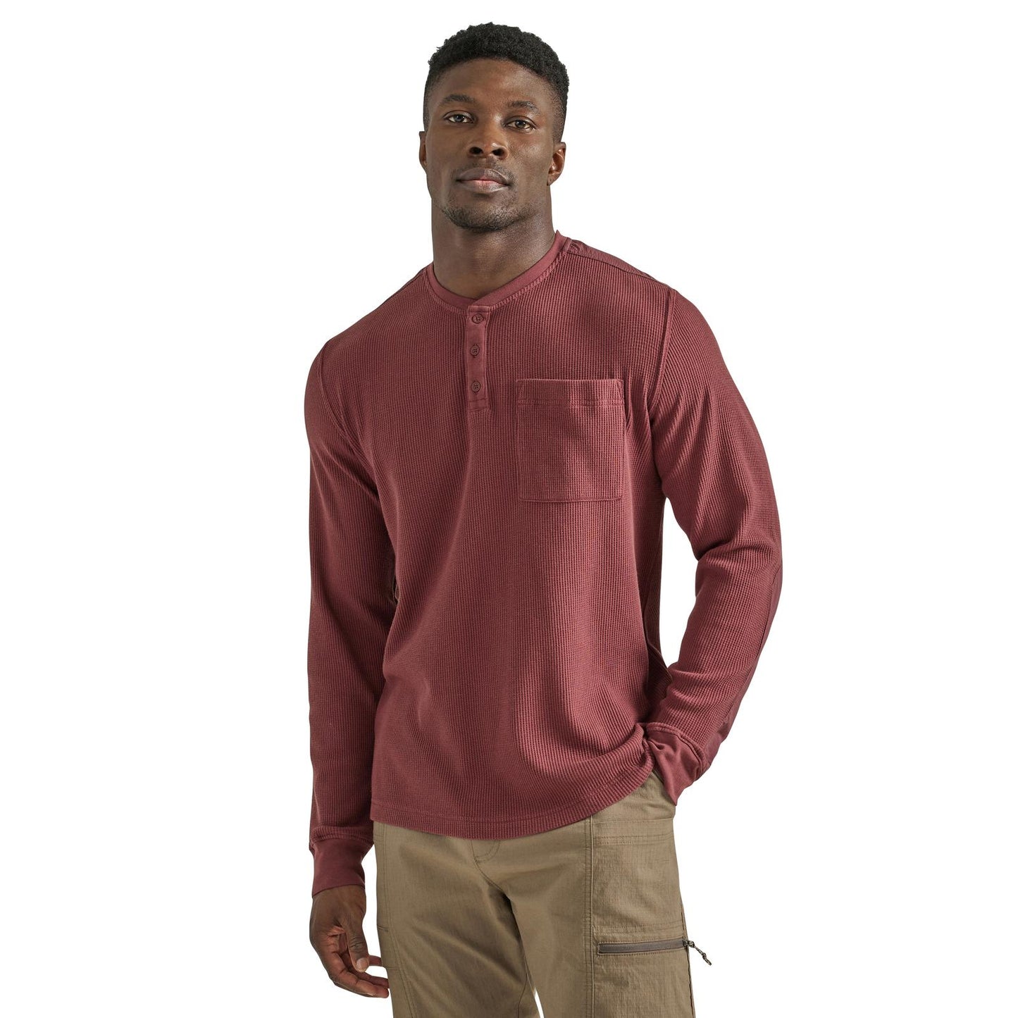 ATG X-Wrangler® Long Sleeve Henley – Mahogany