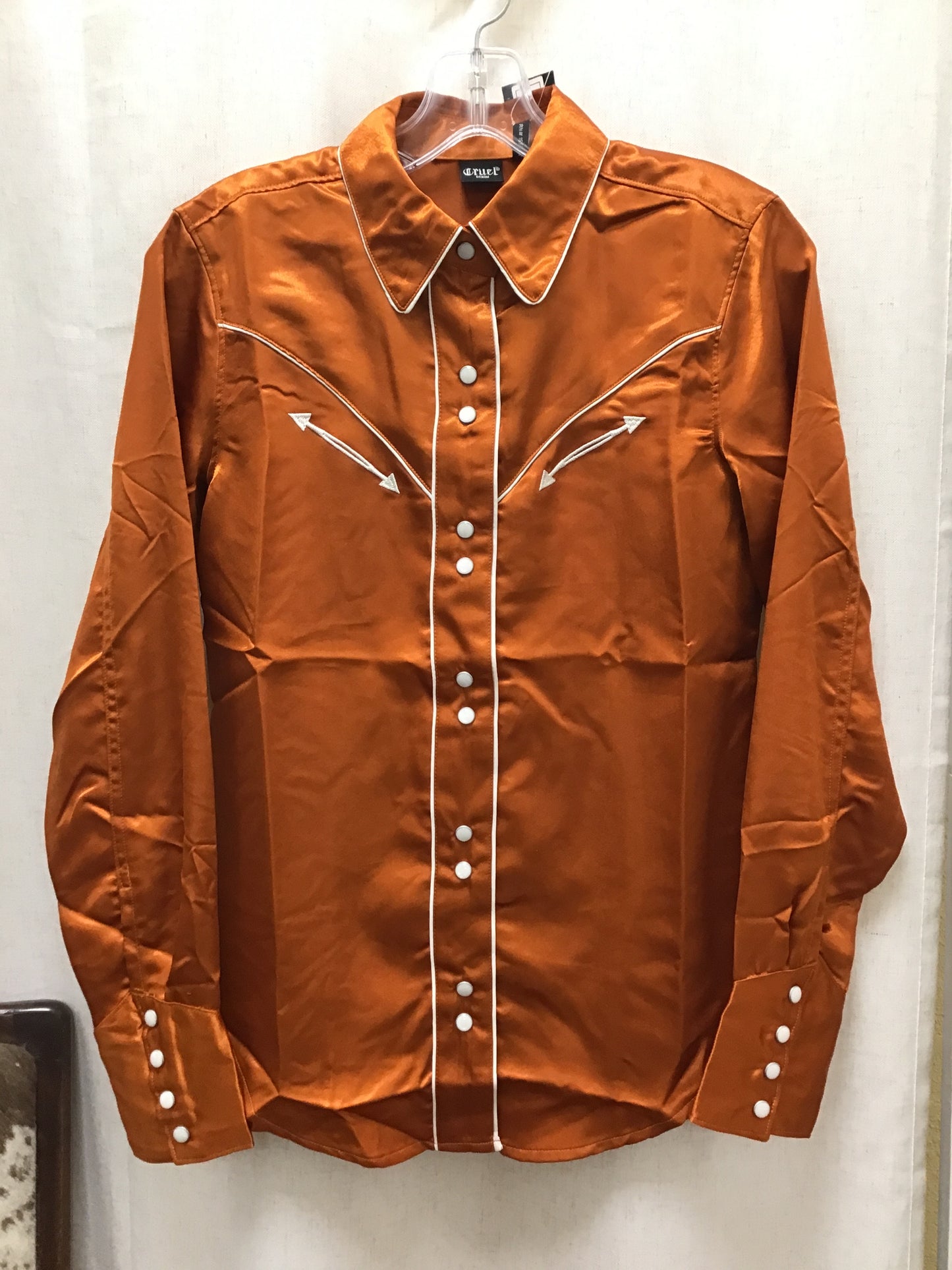 Women's Satin Cruel Long Sleeve Pearl Snap