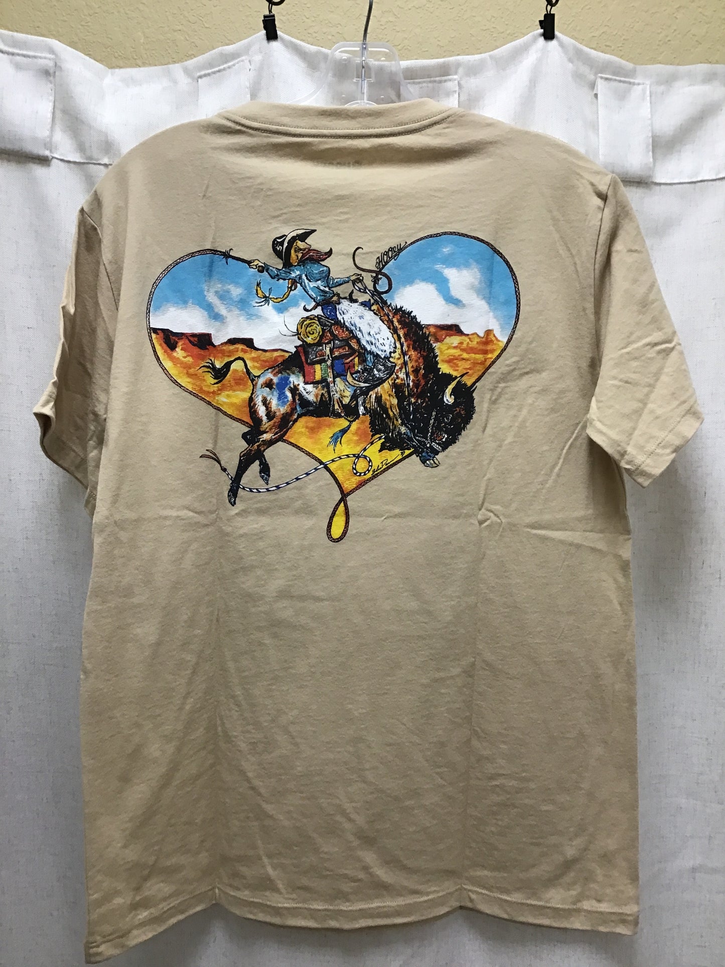 Hooey Ladies Buffalo Heart Poly Tan Short Sleeve