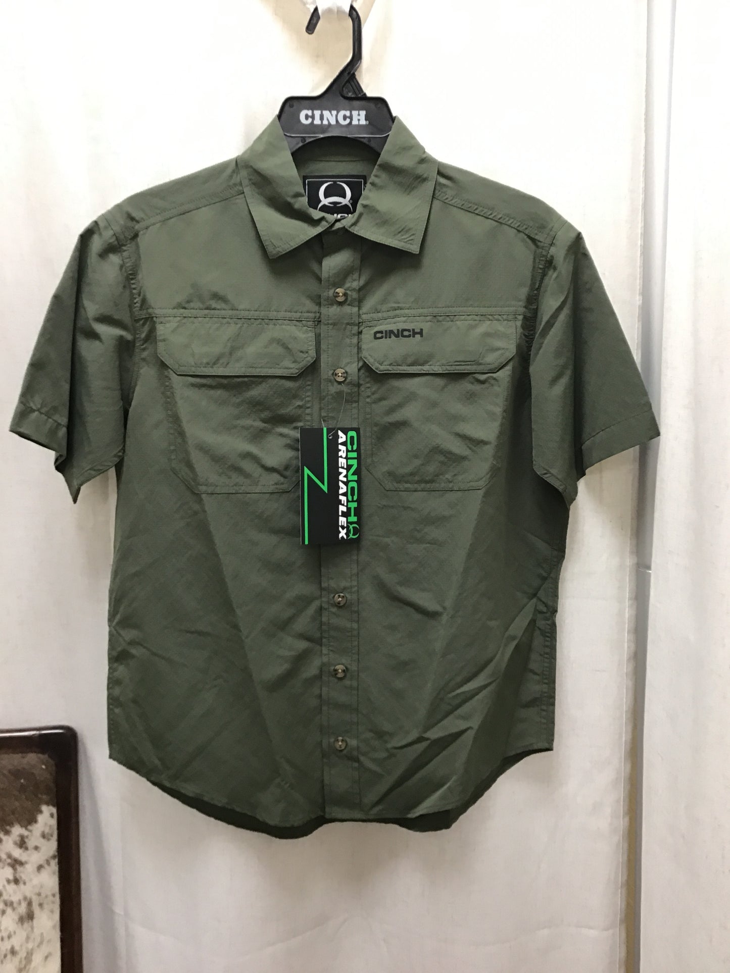 Men's Cinch Olive Green Button Up Tee