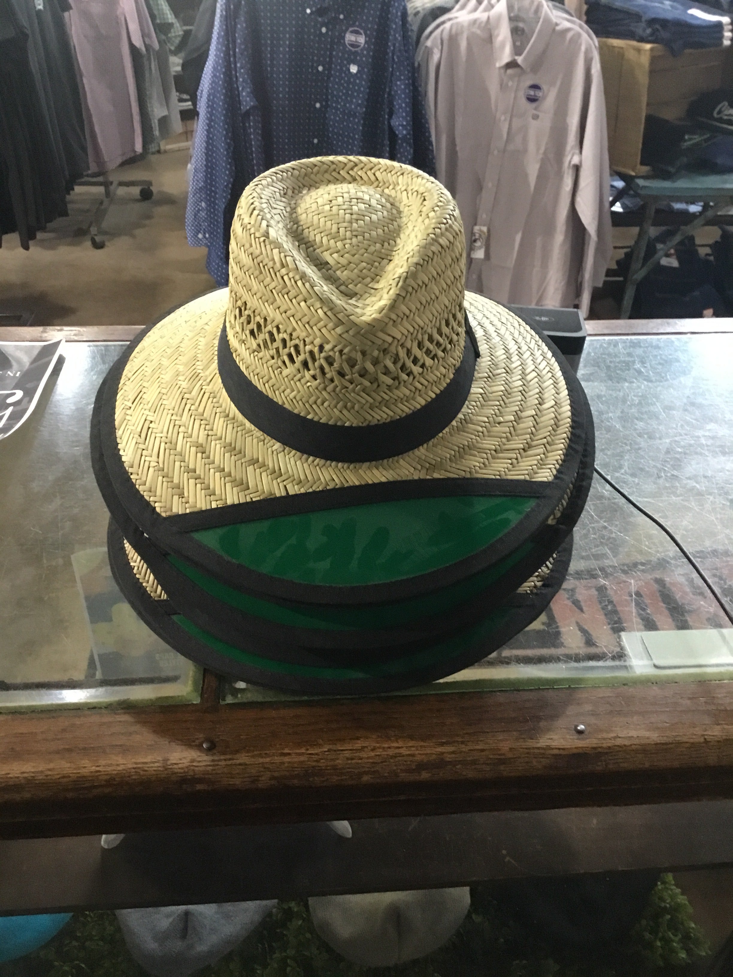 Straw Hat With Green Visor W80680: Safari/Rush Visor