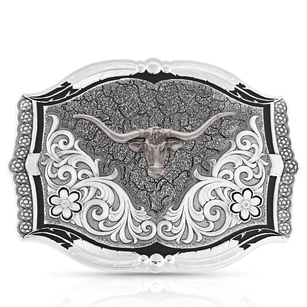 Cracked Earth Monochrome Longhorn Buckle