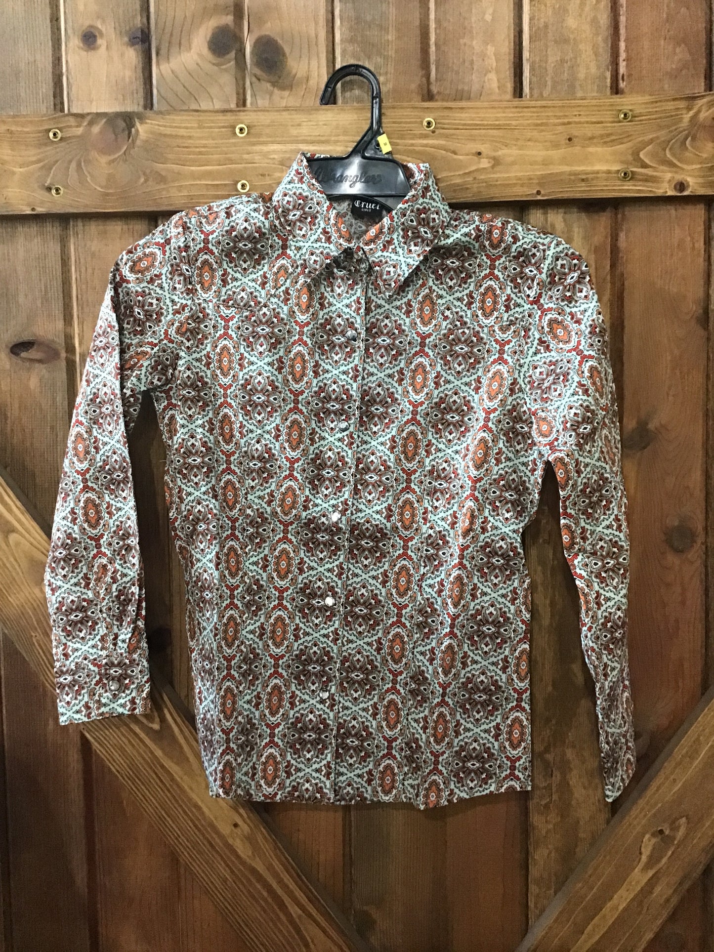 Girl’s Floral Diamond Button Down