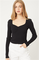 Cropped Ribbed Long Sleeve - Black