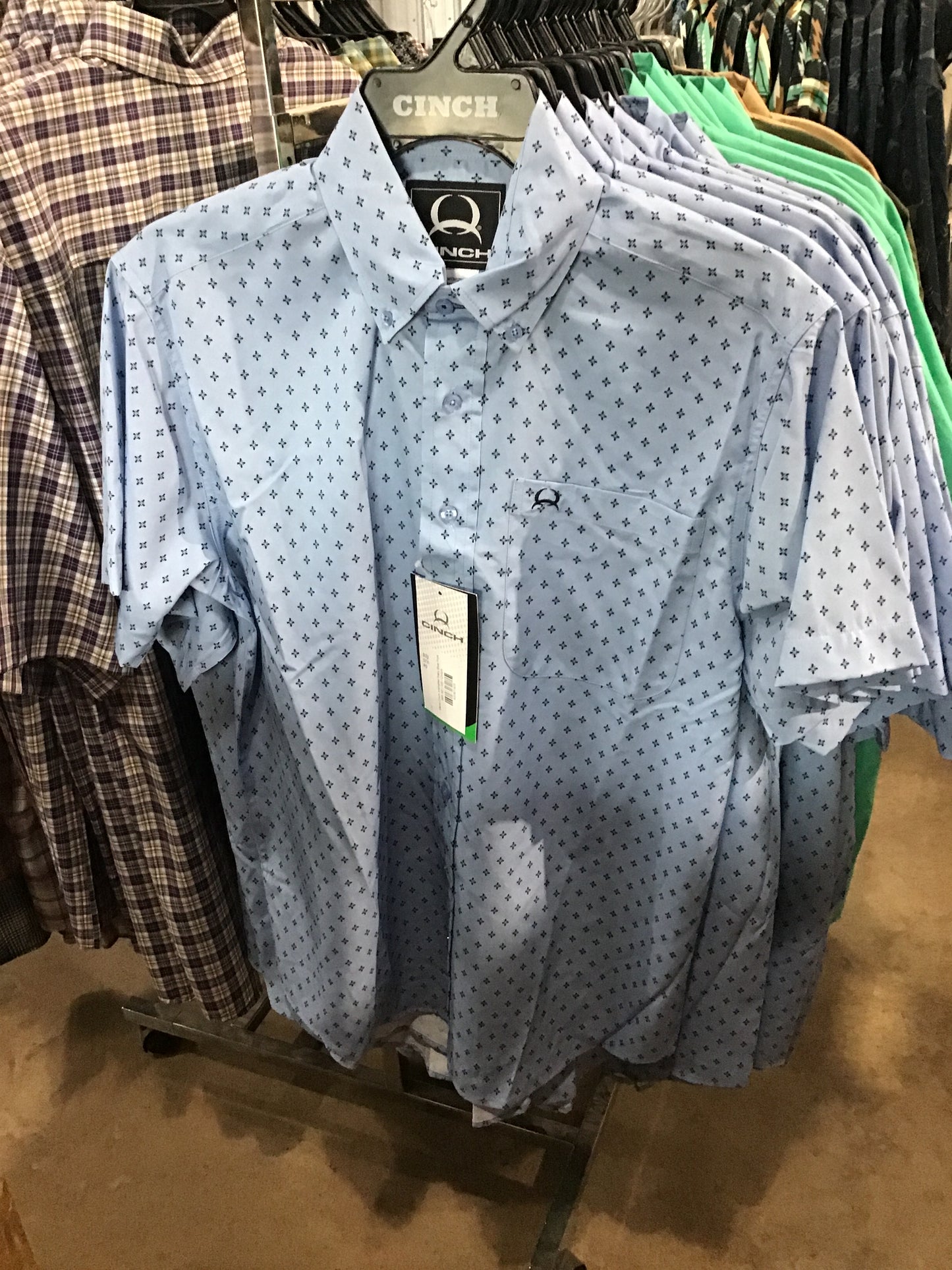 Mens Cinch Arenaflex Baby Blue Print