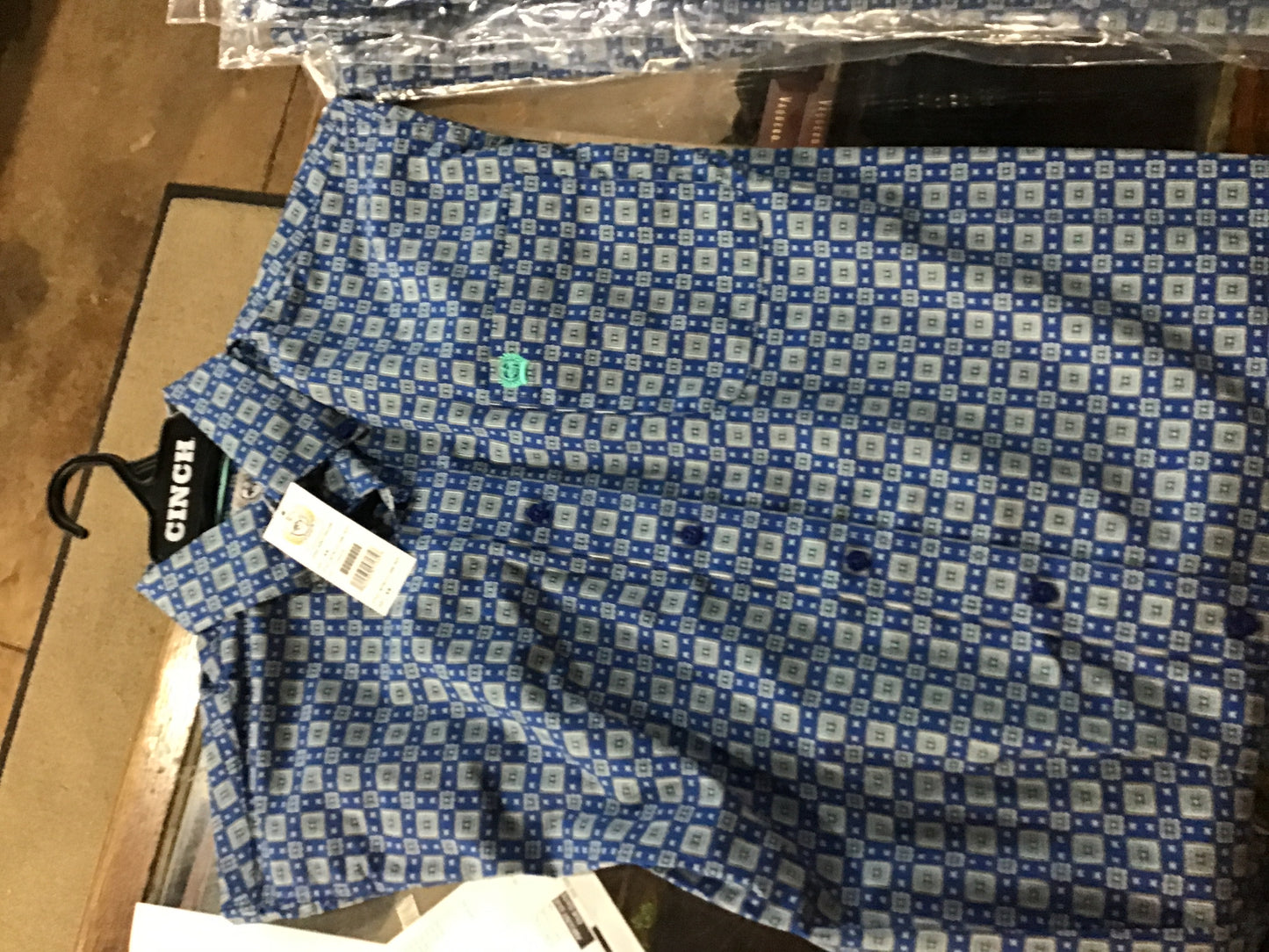 Plus size blue Aztec print performance shirt
