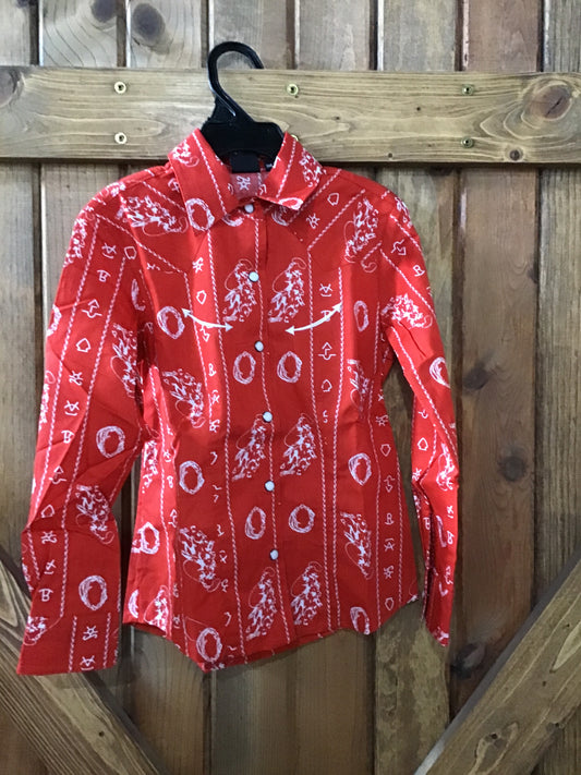 Girl’s Lasso Print Button Down