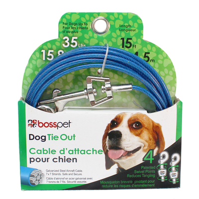 Boss Pet Tie Out Cable - Medium 15ft