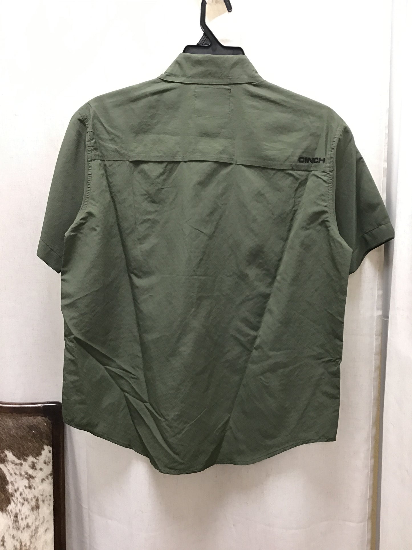 Men's Cinch Olive Green Button Up Tee