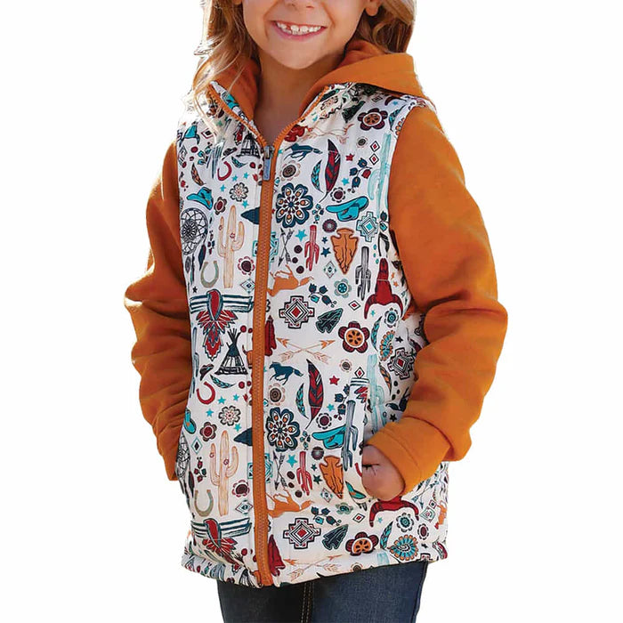 CRUEL GIRL GIRLS' QUILTED HYBRID HOODIE AND VEST