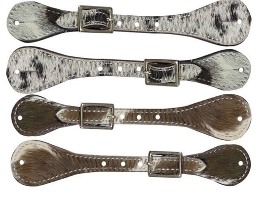Leather Hair on Cowhide Youth Spur Straps