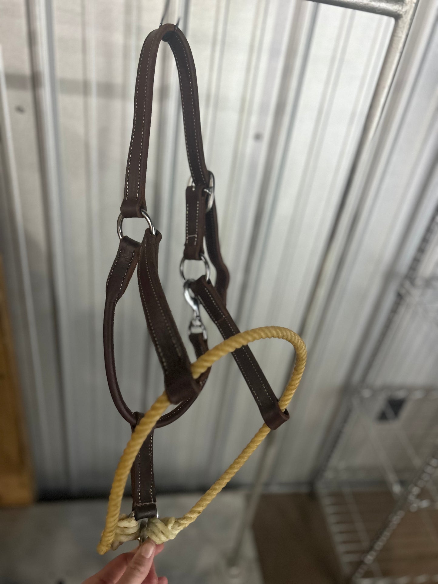 Leather Halter with Rope Noseband