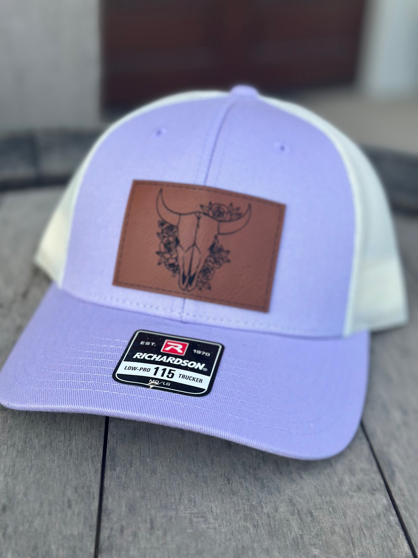 Skull + Roses Leather Patch Trucker Hat