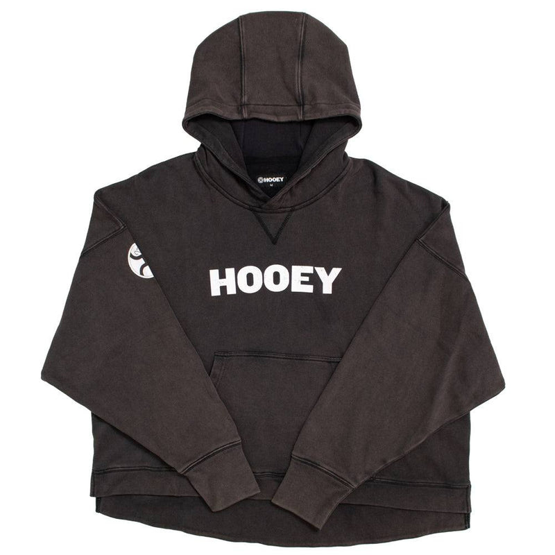 "Roomy" Black w/White Logo Hoody