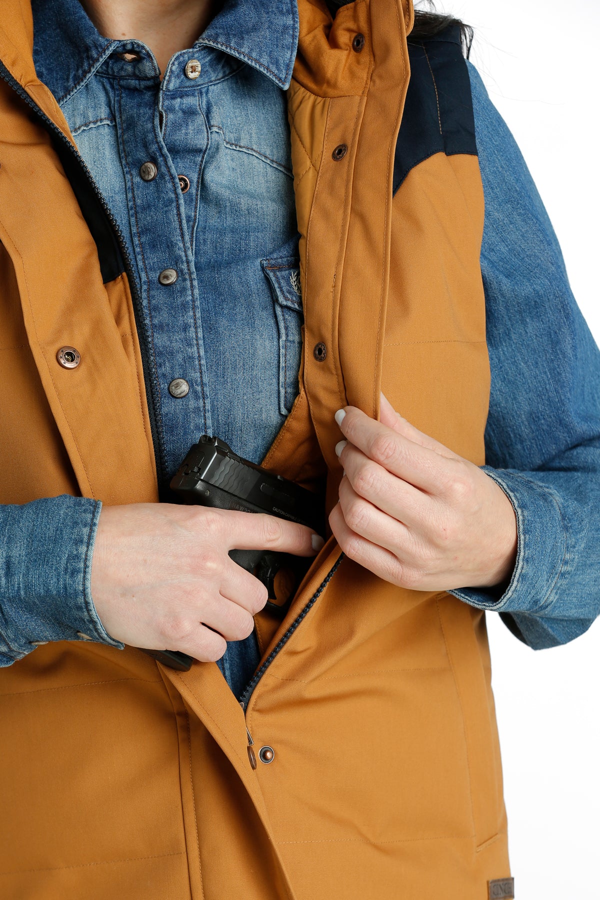 Women's Cinch Conceal Carry Vest in Brown