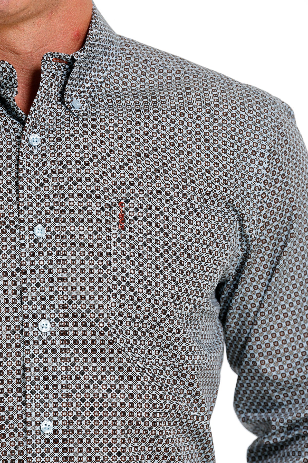 Men's Long Sleeve Modern Fit Print Button Up
