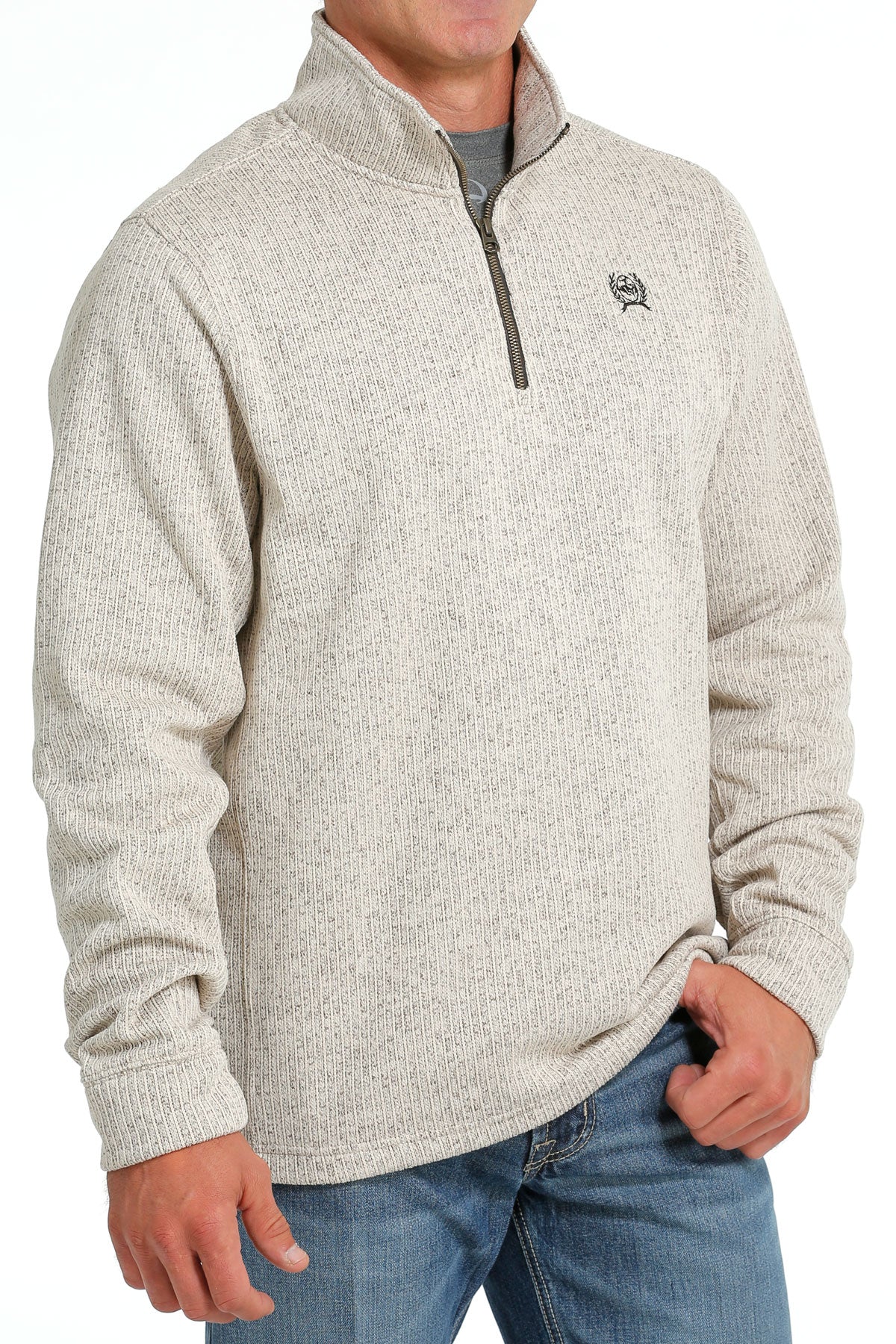 Men's Quarter Zip Ivory Sweater