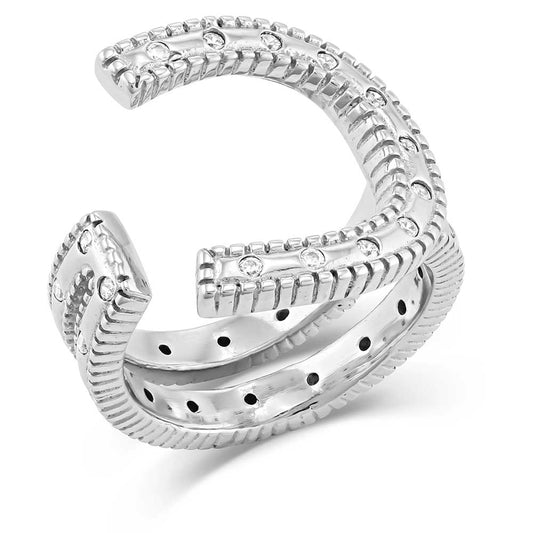 In Step Crystal Open Ring
