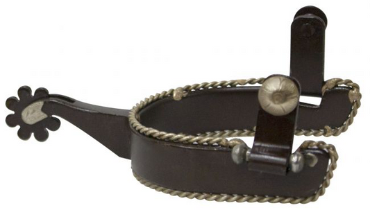 Men's brown steel spur with twisted border accent