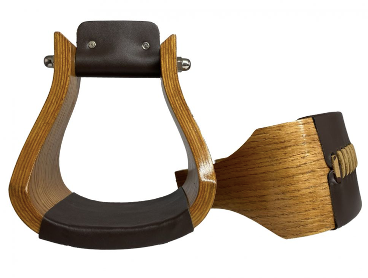 Wide Polished Solid Oak Wooden stirrups