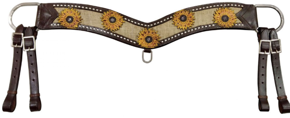 Hand Painted Sunflower tripping collar with Burlap Inlay