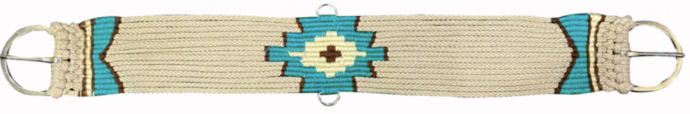 Tan Multi Strand Wool Blend string girth with Aztec Design