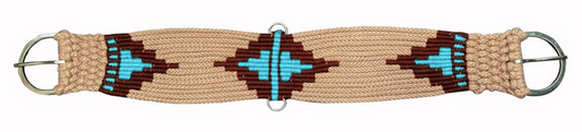 Tan Multi Strand string girth with Aztec Design- 30"