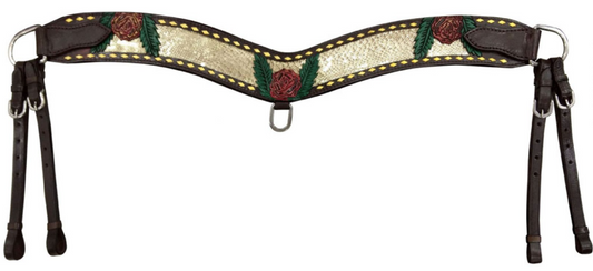 Hand Painted Rose tripping collar with gold snakeskin inlay