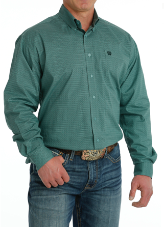 Mens Cinch Turquoise & Patterned Button Up