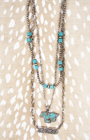 Turquoise Horse "Mama" Layered Necklace