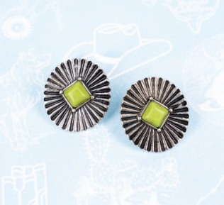 Inverness Green Silvertone Earrings