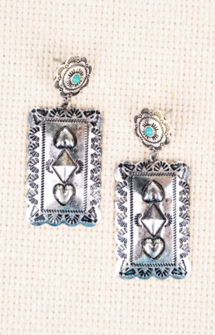 Fowler Turquoise Silvertone Earrings