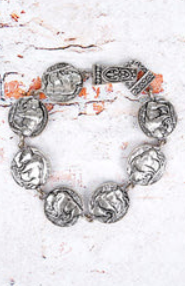 Buffalo Coin Silvertone Magnetic Bracelet