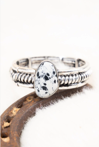 Black & White Marbled Stone Waylon Bracelet