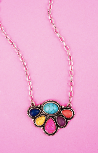 Viola Multi-Color Highland Falls Silvertone Bead Choker