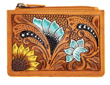 Blooms on the Trail Hand-tooled Credit Card Holder