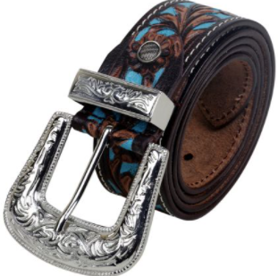 Turquoise Hand-Tooled leather belt