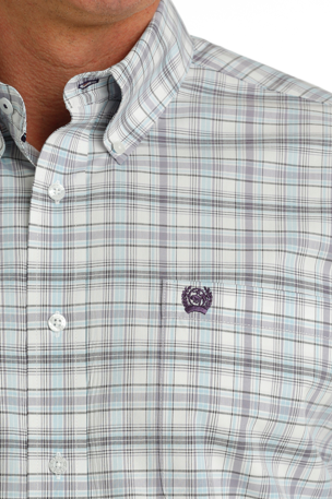 Mens Cinch White and Lavender Button Up